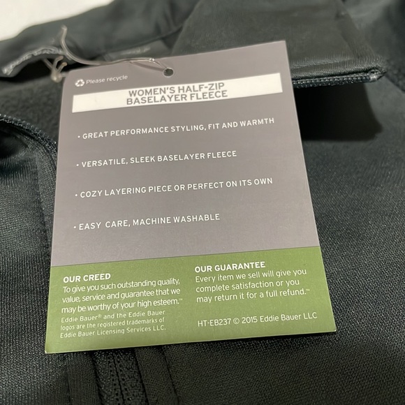 NWT Eddie Bauer Women’s Half-Zip Baselayer Fleece Top, Large - Picture 7 of 7